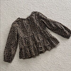 Crewcuts Leopard Print Long Sleeve Blouse
